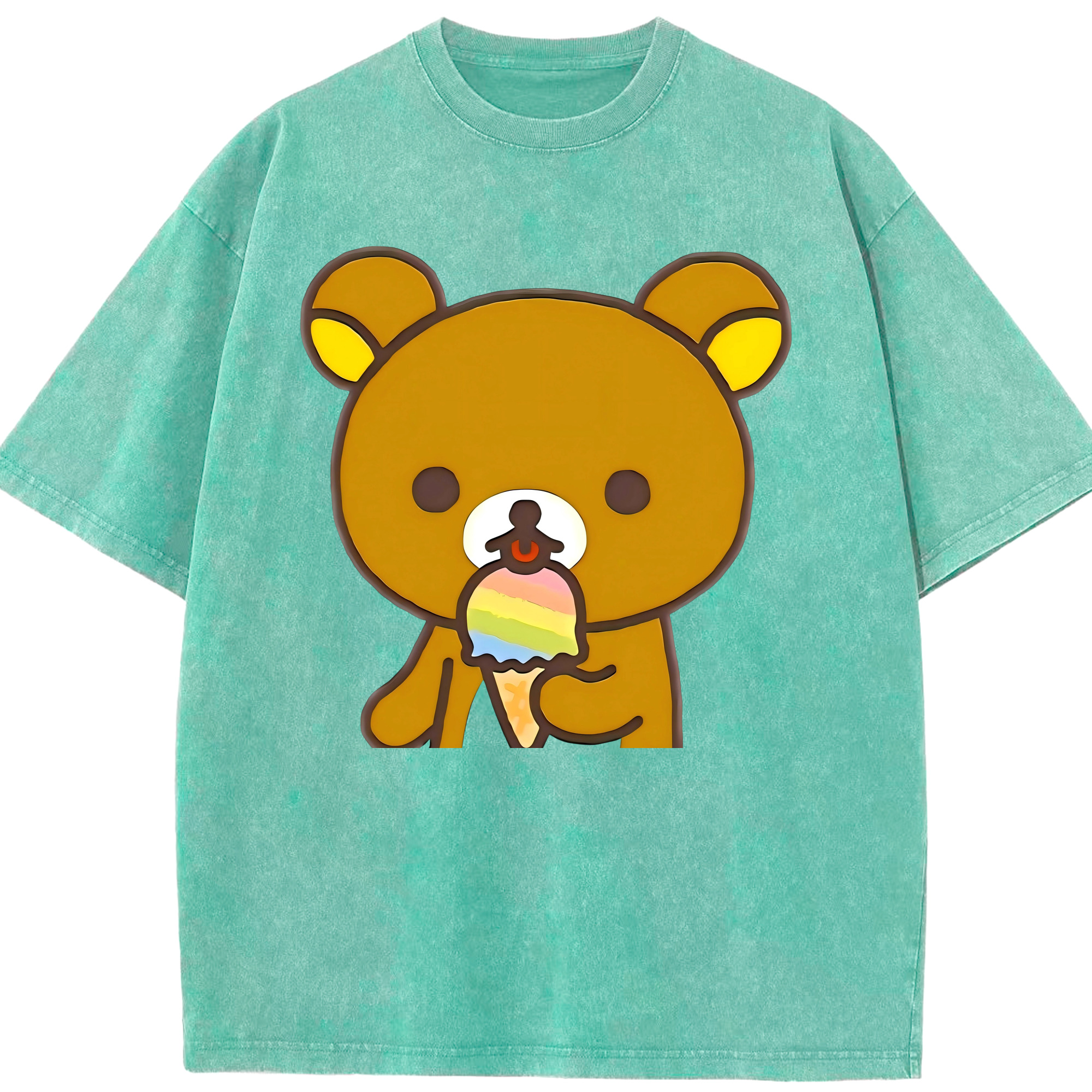 （画像用） リラックマ リラックマ キイロイトリ Rilakkuma Korilakkuma Kiiroitori 綿100% ヴィンテージ風 半袖Tシャツ（フロントプリント）